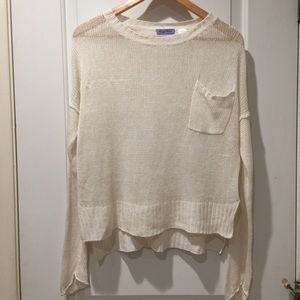 Acrobat Brand White Knit Crew Pullover Sweater S